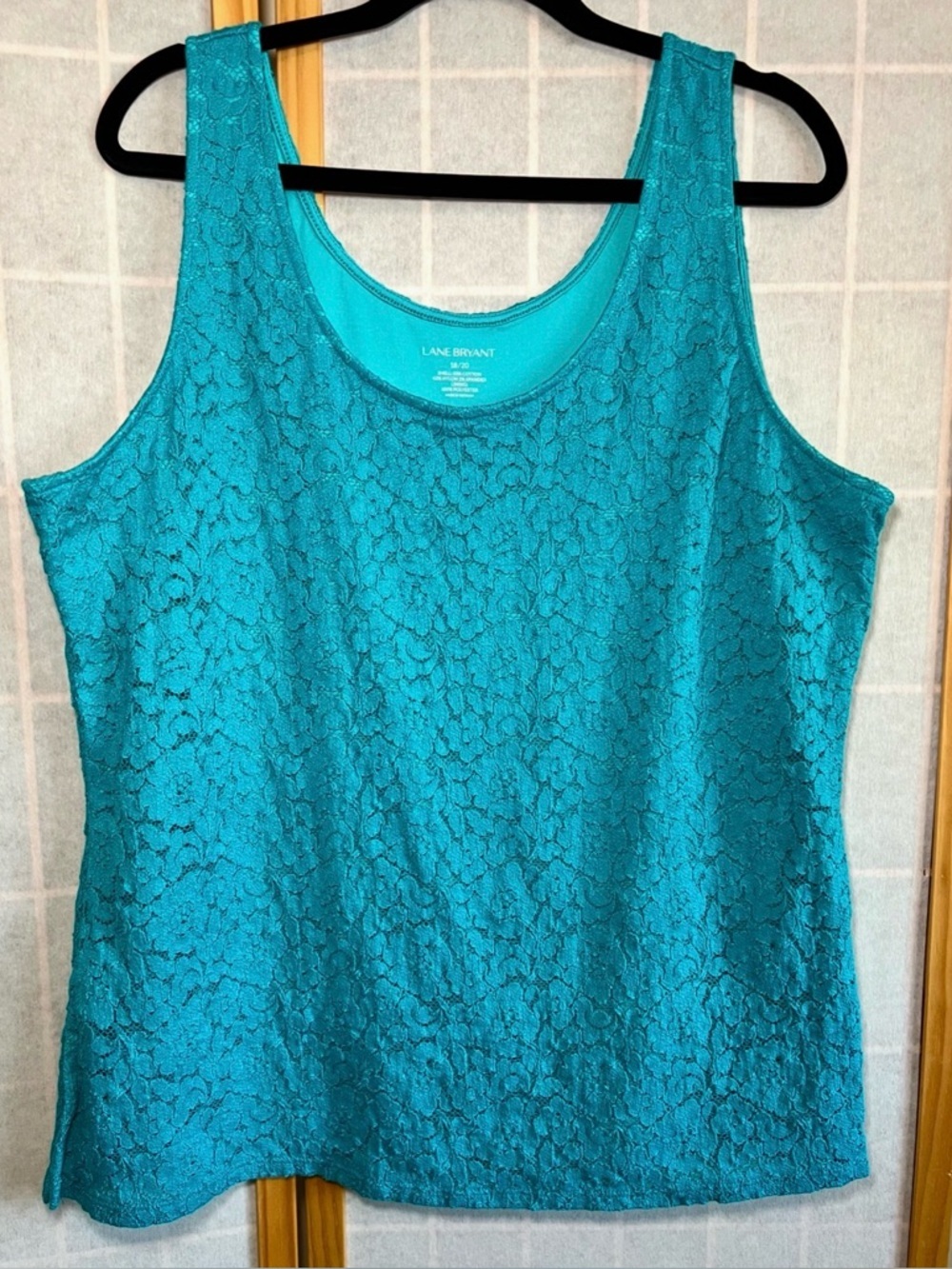 Lane Bryant Lace Tank Top Teal 18/20 Sleeveless Stretch Plus Size
